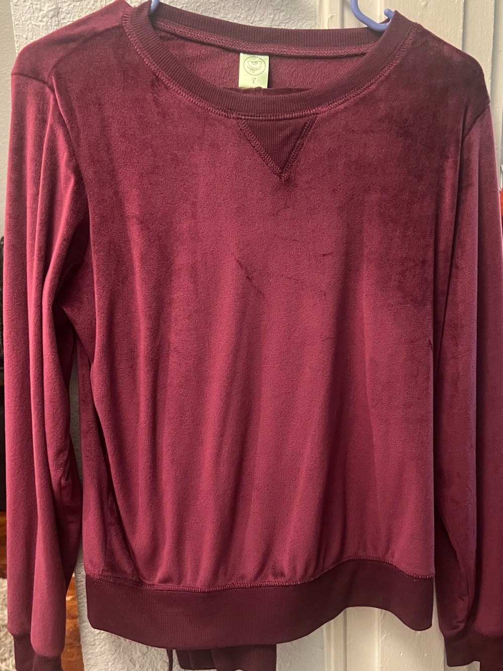 Honeydew Women’s Small Burgundy Velour Lounge Set Sweatshirt Jogger Pants
